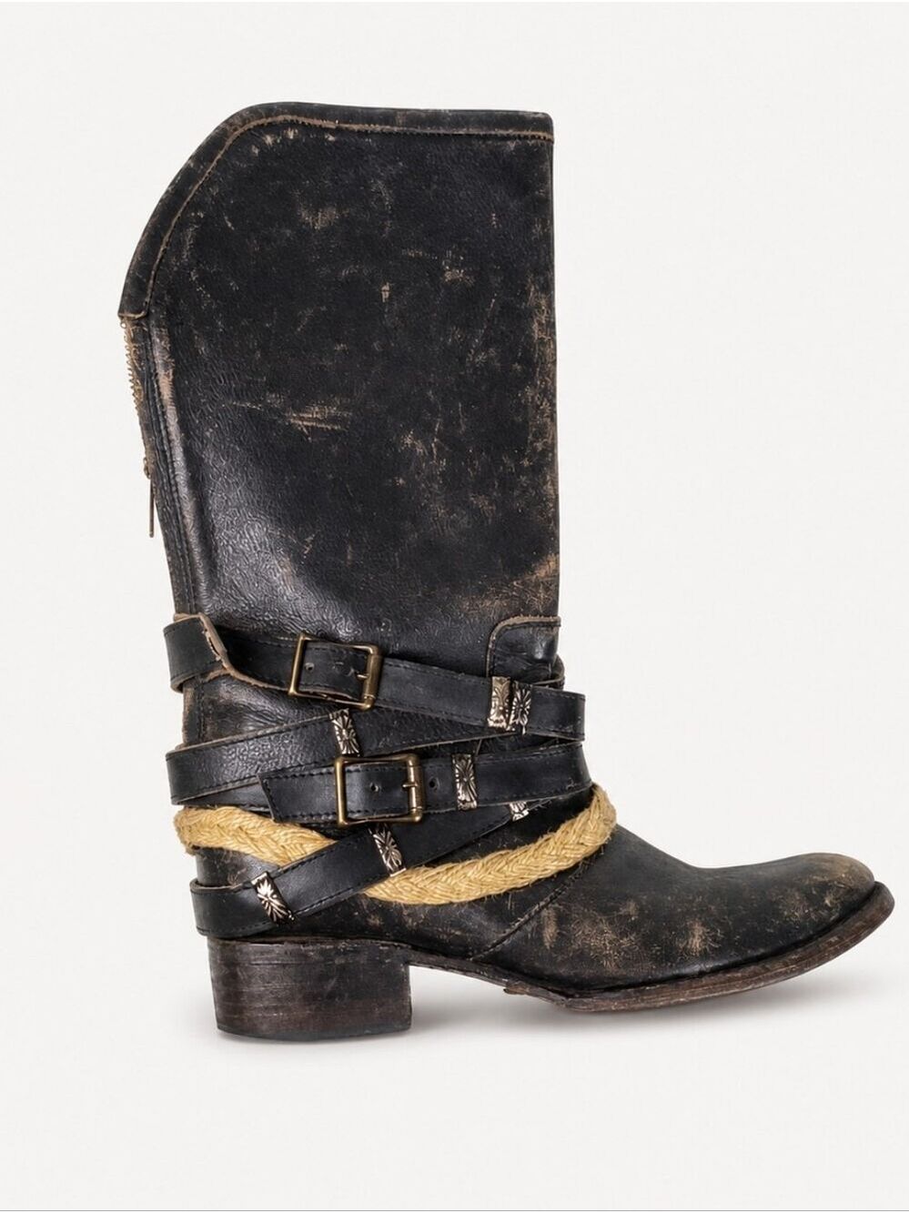 Freebird by Steven Black Leather Riding Boot Women's 8 Mid-Calf Western